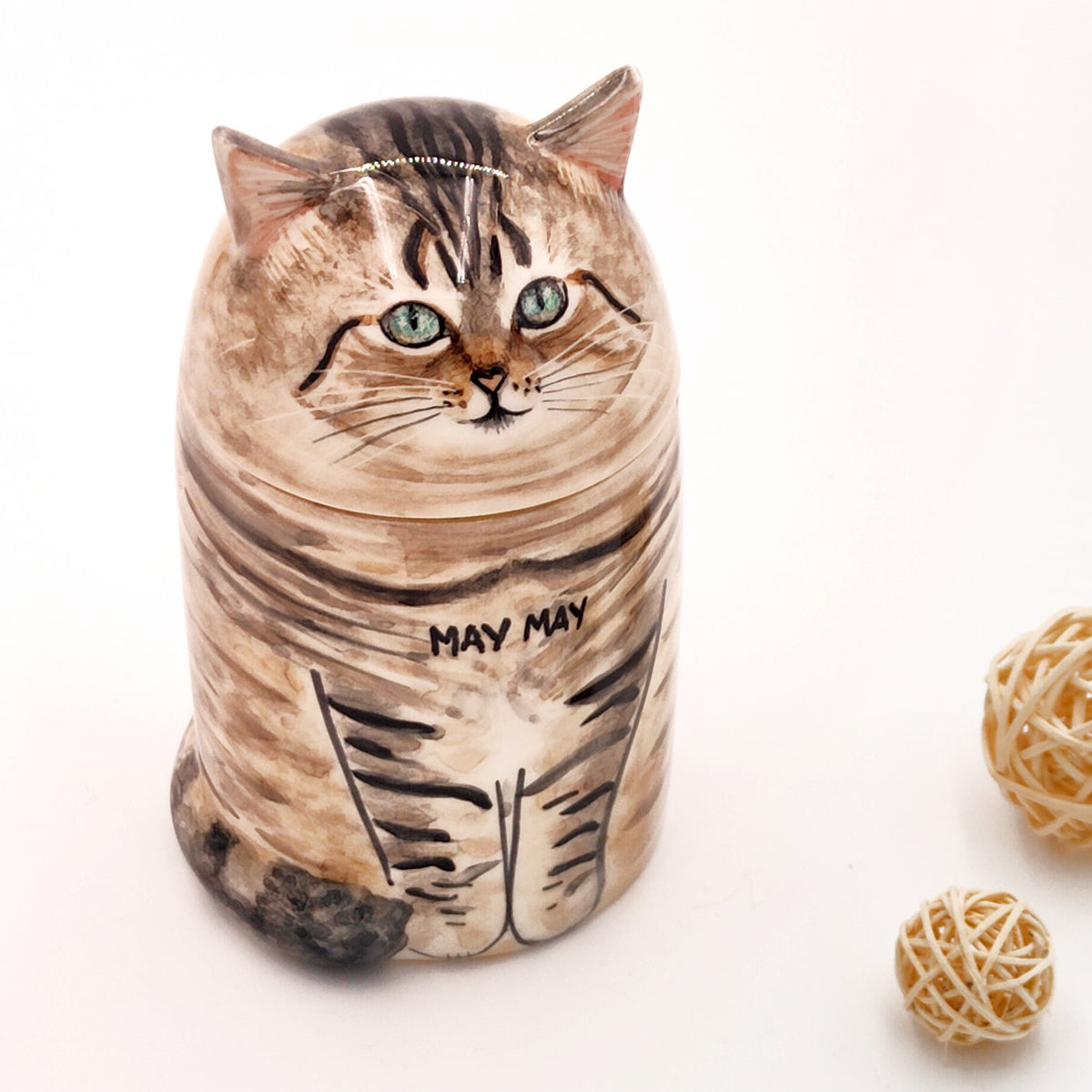 Custom Painted Ceramic Cat Urn