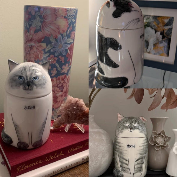 Custom Painted Ceramic Cat Urn