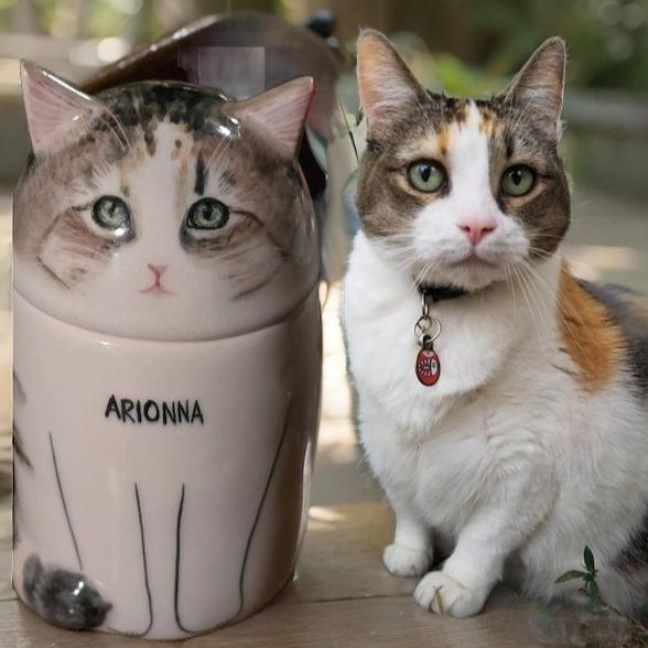 Custom Painted Ceramic Cat Urn